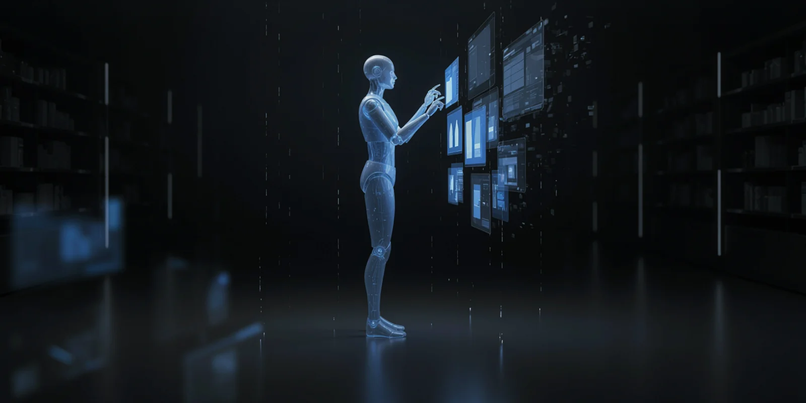 Agente de inteligencia artificial analizando paneles de sitios web: algunos visibles y otros que desaparecen